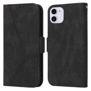 For iPhone 12 mini Embossing Stripe RFID Leather Phone Case (Black)