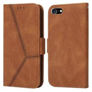 For iPhone SE 2022 / SE 2020 / 8 / 7 Embossing Stripe RFID Leather Phone Case(Brown)