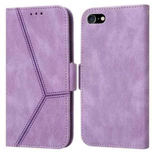 For iPhone SE 2022 / SE 2020 / 8 / 7 Embossing Stripe RFID Leather Phone Case(Purple)