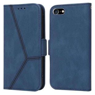 For iPhone SE 2022 / SE 2020 / 8 / 7 Embossing Stripe RFID Leather Phone Case(Blue)