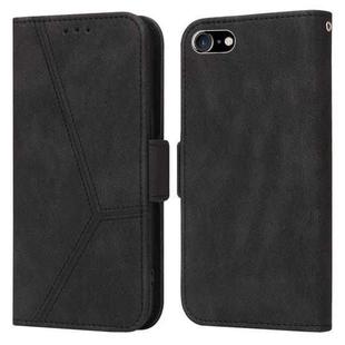 For iPhone SE 2022 / SE 2020 / 8 / 7 Embossing Stripe RFID Leather Phone Case(Black)