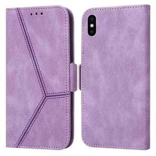 For iPhone X / XS Embossing Stripe RFID Leather Phone Case(Purple)