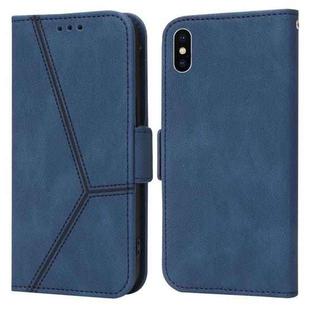For iPhone X / XS Embossing Stripe RFID Leather Phone Case(Blue)