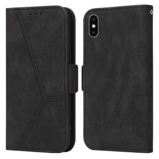 For iPhone X / XS Embossing Stripe RFID Leather Phone Case(Black)