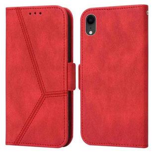 For iPhone XR Embossing Stripe RFID Leather Phone Case(Red)