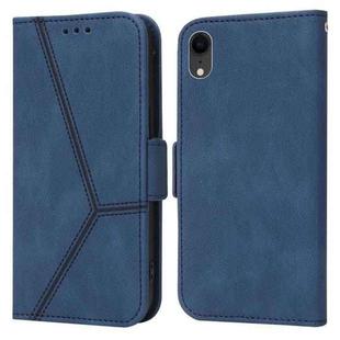 For iPhone XR Embossing Stripe RFID Leather Phone Case(Blue)
