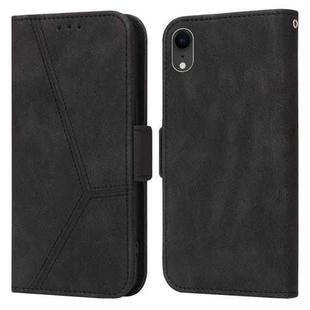 For iPhone XR Embossing Stripe RFID Leather Phone Case(Black)