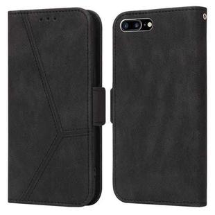 Embossing Stripe RFID Leather Phone Case For iPhone 8 Plus / 7 Plus(Black)