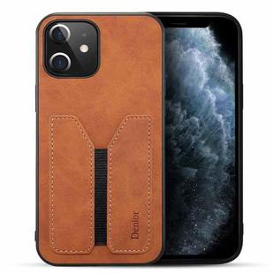 For iPhone 12 Denior Elastic Card Slot PU + TPU Phone Case(Brown)