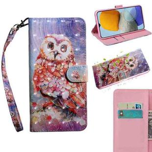 For Samsung Galaxy M23 5G 3D Painted Pattern Leather Phone Case(Color Owl)