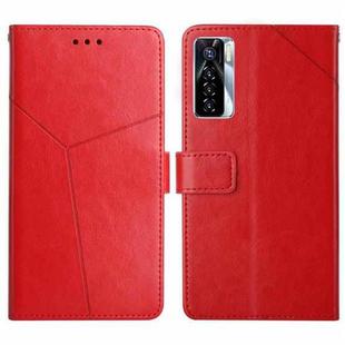 For Tecno Camon 17 Pro HT01 Y-shaped Pattern Flip Leather Phone Case(Red)