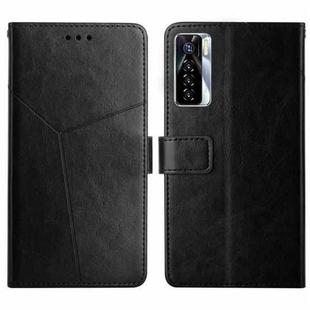 For Tecno Camon 17 Pro HT01 Y-shaped Pattern Flip Leather Phone Case(Black)