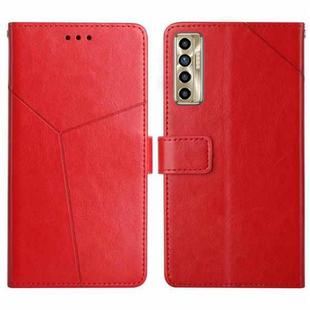 For Tecno Camon 17P HT01 Y-shaped Pattern Flip Leather Phone Case(Red)
