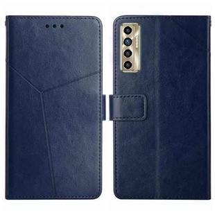 For Tecno Camon 17P HT01 Y-shaped Pattern Flip Leather Phone Case(Blue)