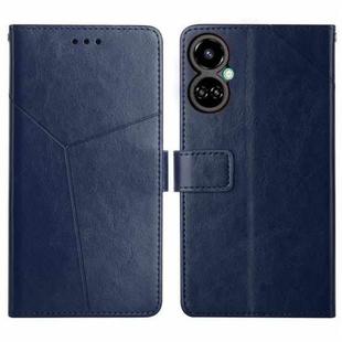 For Tecno Camon 19 4G HT01 Y-shaped Pattern Flip Leather Phone Case(Blue)