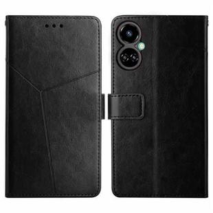 For Tecno Camon 19 4G HT01 Y-shaped Pattern Flip Leather Phone Case(Black)