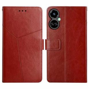 For Tecno Camon 19 Pro 4G/5G HT01 Y-shaped Pattern Flip Leather Phone Case(Brown)
