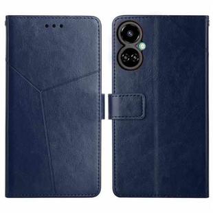 For Tecno Camon 19 Pro 4G/5G HT01 Y-shaped Pattern Flip Leather Phone Case(Blue)