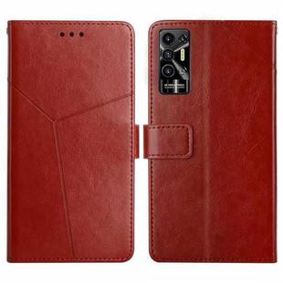 For Tecno Pova 2 HT01 Y-shaped Pattern Flip Leather Phone Case(Brown)