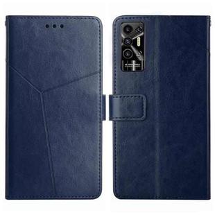 For Tecno Pova 2 HT01 Y-shaped Pattern Flip Leather Phone Case(Blue)