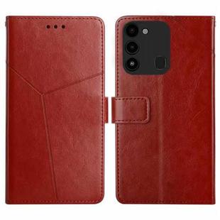 For Tecno Spark Go 2022 HT01 Y-shaped Pattern Flip Leather Phone Case(Brown)