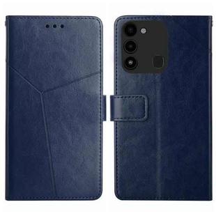 For Tecno Spark Go 2022 HT01 Y-shaped Pattern Flip Leather Phone Case(Blue)