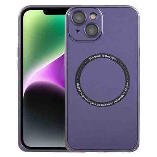 For iPhone 14 Frosted MagSafe Magnetic Phone Case with Lens Film (Purple)