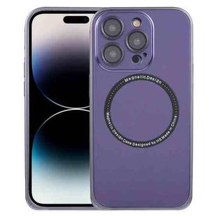For iPhone 14 Pro Frosted MagSafe Magnetic Phone Case with Lens Film(Purple)