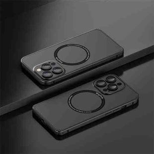 For iPhone 14 Pro Frosted MagSafe Magnetic Phone Case with Lens Film(Black)