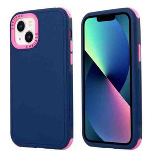 For iPhone 14 Plus 3 in 1 Four Corner Shockproof Phone Case(Royal Blue+Rose Red)