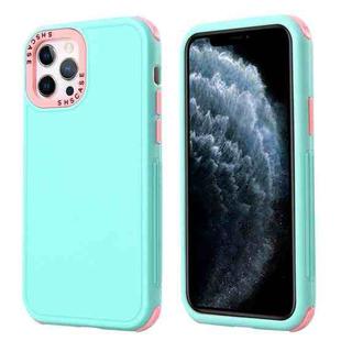For iPhone 13 Pro 3 in 1 Four Corner Shockproof Phone Case (Gray Green+Pink)