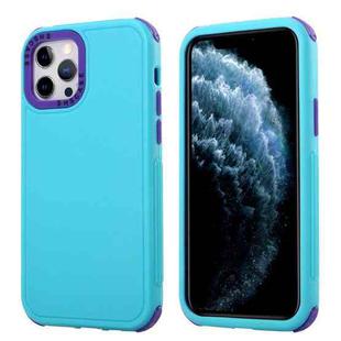 For iPhone 12 Pro 3 in 1 Four Corner Shockproof Phone Case(Royal Blue+Purple)