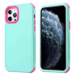 For iPhone 11 Pro Max 3 in 1 Four Corner Shockproof Phone Case (Gray Green+Rose Red)