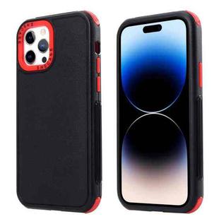 For iPhone 14 Pro 3 in 1 Four Corner Shockproof Phone Case(Black+Red)