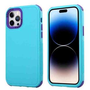 For iPhone 14 Pro Max 3 in 1 Four Corner Shockproof Phone Case (Royal Blue+Purple)