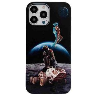 For iPhone 13 Pro Max Frosted Space Astronaut Phone Case (Black)
