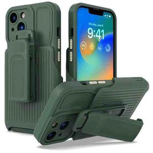 For iPhone 14 Explorer Series Back Clip Holder PC Phone Case (Dark Green)