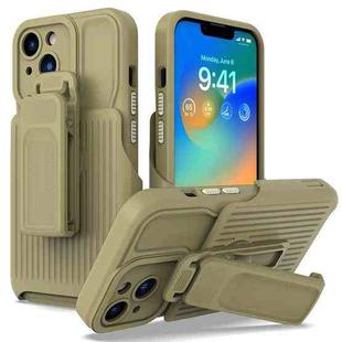 For iPhone 14 Plus Explorer Series Back Clip Holder PC Phone Case (Yellow)