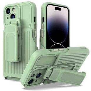 For iPhone 14 Pro Max Explorer Series Back Clip Holder PC Phone Case (Cyan)