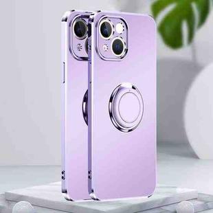 For iPhone 14 Electroplated Frosted Ring Phone Case (Lavender Purple)