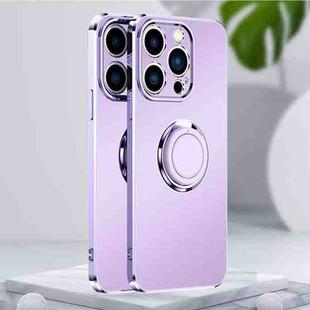 For iPhone 14 Pro Electroplated Frosted Ring Phone Case(Lavender Purple)