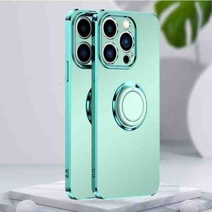 For iPhone 14 Pro Electroplated Frosted Ring Phone Case(Light Green)