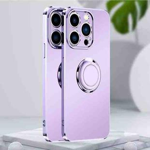 For iPhone 14 Pro Max Electroplated Frosted Ring Phone Case (Lavender Purple)