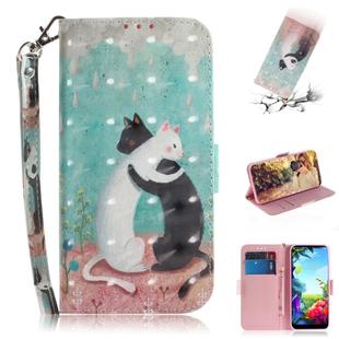 For LG K40S 3D Formula Pattern Magnetic Attraction Horizontal Flip Leather Case with Lanyard, Support Holder & Card Slot & Wallet(Black and White Cat)