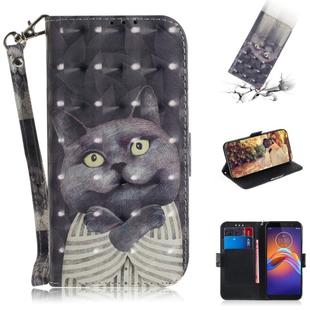 For Motorola Moto E6 Play 3D Formula Pattern Magnetic Attraction Horizontal Flip Leather Case with Lanyard, Support Holder & Card Slot & Wallet(Embrace The Cat)