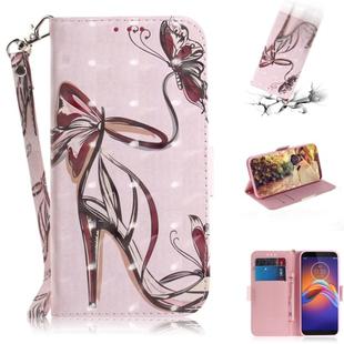 For Motorola Moto E6 Play 3D Formula Pattern Magnetic Attraction Horizontal Flip Leather Case with Lanyard, Support Holder & Card Slot & Wallet(Butterfly High Heels)
