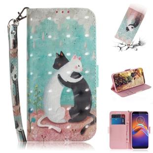 For Motorola Moto E6 Play 3D Formula Pattern Magnetic Attraction Horizontal Flip Leather Case with Lanyard, Support Holder & Card Slot & Wallet(Black and White Cat)