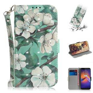 For Motorola Moto E6 Play 3D Formula Pattern Magnetic Attraction Horizontal Flip Leather Case with Lanyard, Support Holder & Card Slot & Wallet(Watercolor Flowers)