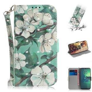 For Motorola Moto G8 Plus 3D Formula Pattern Magnetic Attraction Horizontal Flip Leather Case with Lanyard, Support Holder & Card Slot & Wallet(Watercolor Flowers)