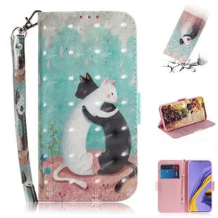 For Galaxy A51 3D Formula Pattern Magnetic Attraction Horizontal Flip Leather Case with Lanyard, Support Holder & Card Slot & Wallet(Black and White Cat)